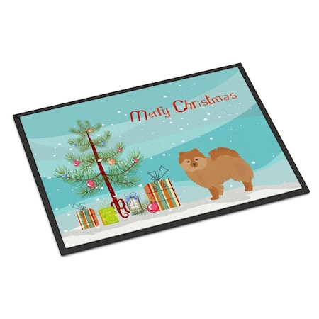 Carolines Treasures 24 x 36 in. German Spitz Christmas Tree Indoor or Outdoor Mat CK3456JMAT